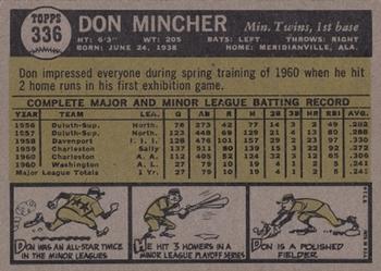 Don Mincher  baseball card collectible - Main Image 2