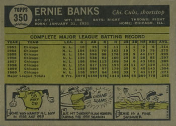 Ernie Banks  baseball card collectible - Main Image 2