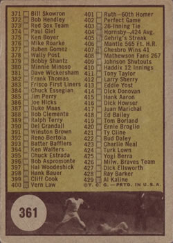 5th Series Checklist: 353-429  baseball card collectible - Main Image 2