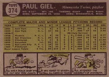 Paul Giel  baseball card collectible - Main Image 2