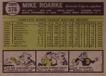Mike Roarke  baseball card collectible - Main Image 2