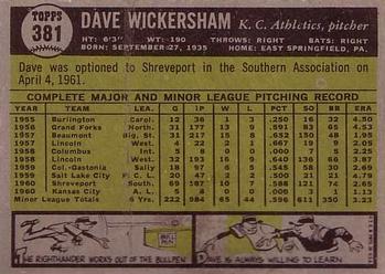 Dave Wickersham  baseball card collectible - Main Image 2