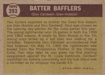 Batter Bafflers (Don Cardwell / Glen Hobbie)  baseball card collectible - Main Image 2
