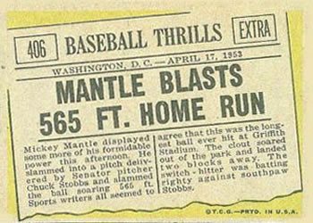 Mantle Blasts 565 ft. Home Run  baseball card collectible - Main Image 2