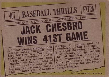 Jack Chesbro Wins 41st Game  baseball card collectible - Main Image 2