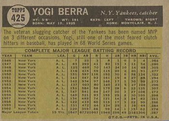 Yogi Berra  baseball card collectible - Main Image 2