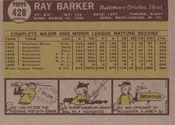 Ray Barker  baseball card collectible - Main Image 2