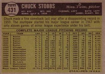Chuck Stobbs  baseball card collectible - Main Image 2