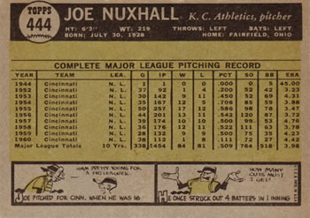 Joe Nuxhall  baseball card collectible - Main Image 2