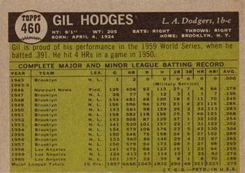 Gil Hodges  baseball card collectible - Main Image 2