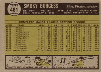 Smoky Burgess  baseball card collectible - Main Image 2
