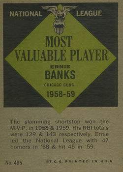 Ernie Banks  baseball card collectible - Main Image 2