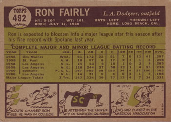 Ron Fairly  baseball card collectible - Main Image 2