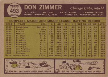 Don Zimmer  baseball card collectible - Main Image 2