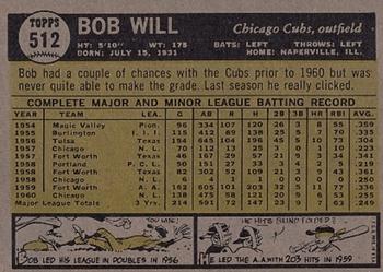 Bob Will  baseball card collectible - Main Image 2