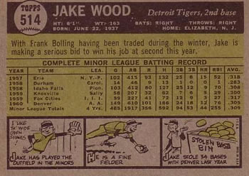 Jake Wood  baseball card collectible - Main Image 2