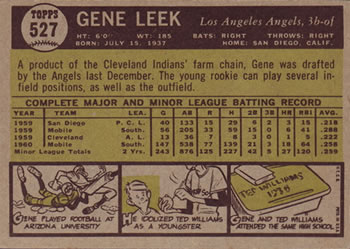 Gene Leek  baseball card collectible - Main Image 2