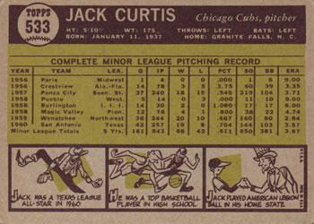 Jack Curtis  baseball card collectible - Main Image 2