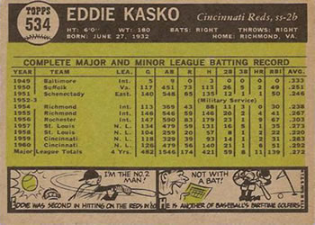 Eddie Kasko  baseball card collectible - Main Image 2
