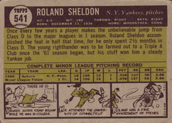 Roland Sheldon  baseball card collectible - Main Image 2