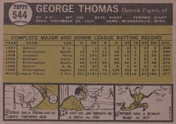 George Thomas  baseball card collectible - Main Image 2