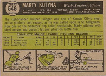 Marty Kutyna  baseball card collectible - Main Image 2