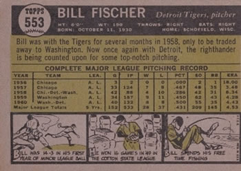 Bill Fischer  baseball card collectible - Main Image 2