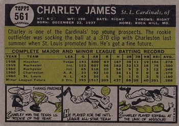 Charley James  baseball card collectible - Main Image 2