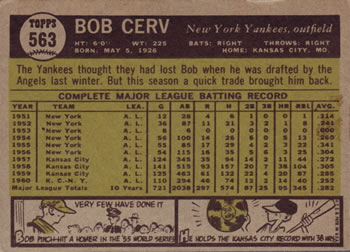 Bob Cerv  baseball card collectible - Main Image 2