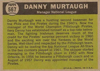 Danny Murtaugh  baseball card collectible - Main Image 2