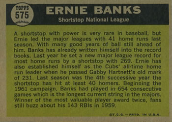 Ernie Banks  baseball card collectible - Main Image 2