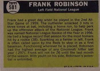 Frank Robinson  baseball card collectible - Main Image 2
