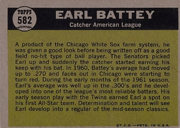 Earl Battey  baseball card collectible - Main Image 2
