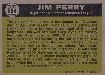 Jim Perry  baseball card collectible - Main Image 2