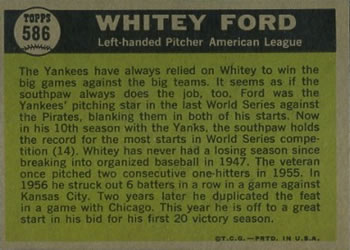 Whitey Ford  baseball card collectible - Main Image 2