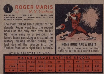 Roger Maris  baseball card collectible - Main Image 2
