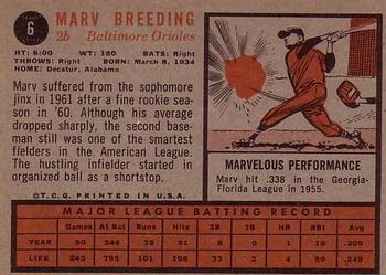 Marv Breeding  baseball card collectible - Main Image 2