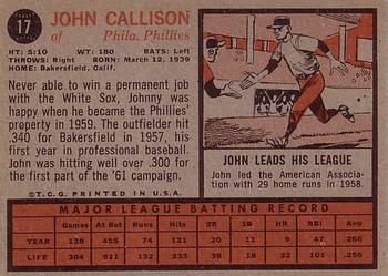 Johnny Callison  baseball card collectible - Main Image 2