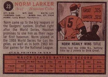 Norm Larker  baseball card collectible - Main Image 2