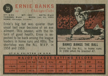 Ernie Banks  baseball card collectible - Main Image 2