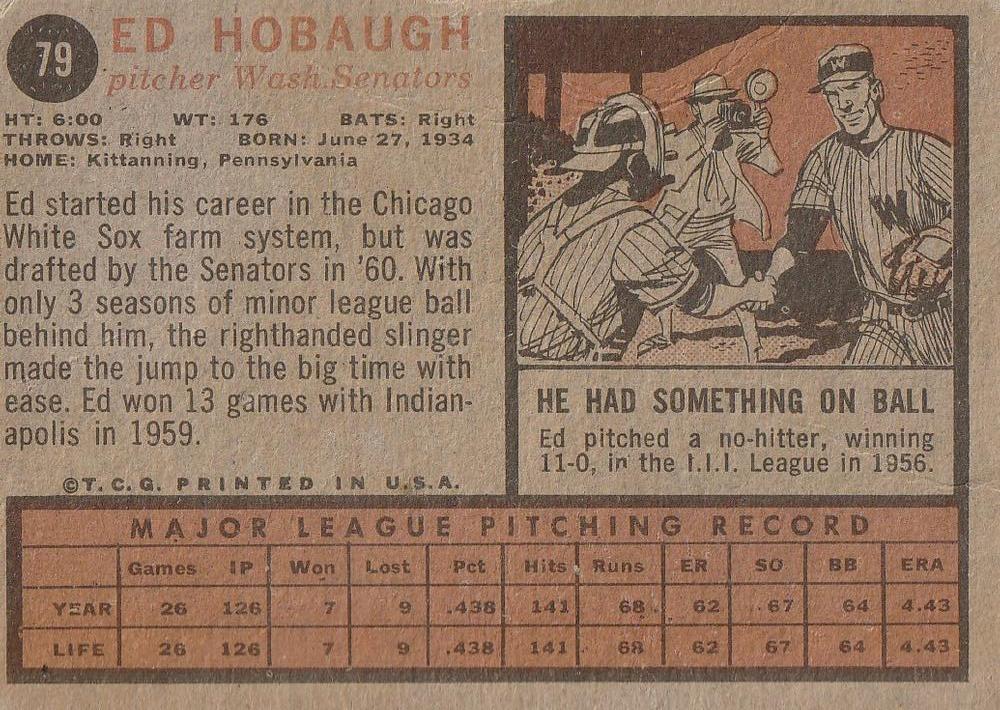 Ed Hobaugh  baseball card collectible - Main Image 2