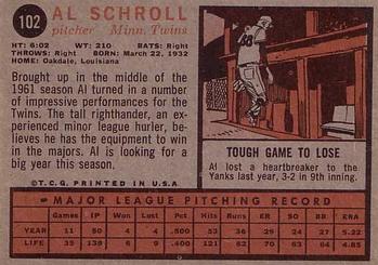 Al Schroll  baseball card collectible - Main Image 2
