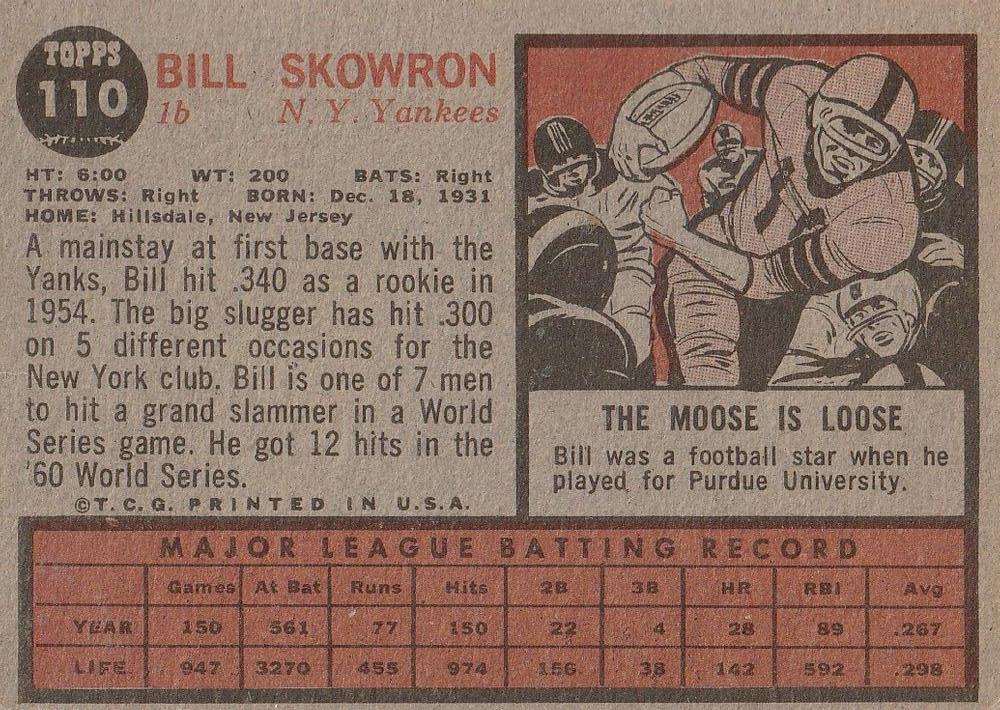 Bill Skowron  baseball card collectible - Main Image 2