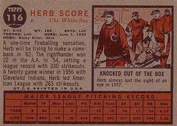 Herb Score  baseball card collectible - Main Image 2