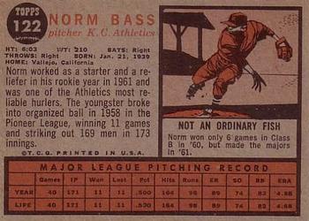 Norm Bass  baseball card collectible - Main Image 2