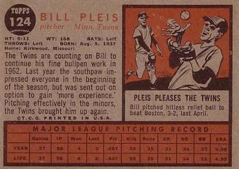 Bill Pleis  baseball card collectible - Main Image 2