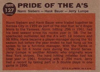 Pride of the A’s (Norm Siebern / Hank Bauer / Jerry Lumpe)  baseball card collectible - Main Image 2