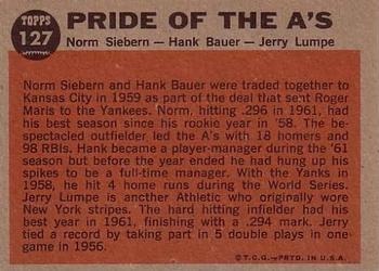Pride of the A’s (Norm Siebern / Hank Bauer / Jerry Lumpe)  baseball card collectible - Main Image 2