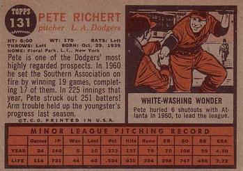 Pete Richert  baseball card collectible - Main Image 2