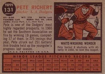 Pete Richert  baseball card collectible - Main Image 2